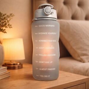 EUC - Motivational 64oz Water Bottle Time Markers and Ounce Marker with Straw